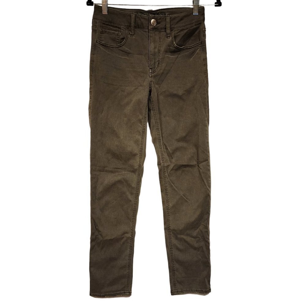 American Eagle Olive‎ Green Tomgirl Pant AEO Stretch Twill Jegging Pants sz 00